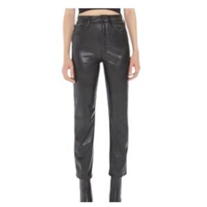 Mother High Waisted Rider Ankle Jeans In Faux Leather Black 28 NWT